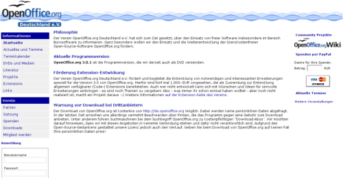Startseite von OpenOffice.org Deutschland e.V. mit Joomla Version 1.5.10 Startseite von OpenOffice.org Deutschland e.V. mit Joomla Version 1.5.10